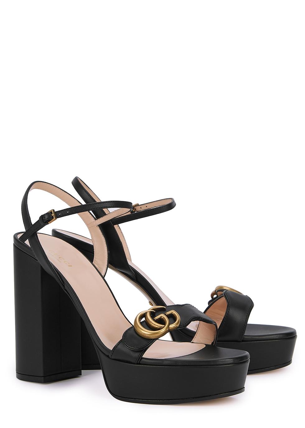 Gucci Platform Sandal With Double G in Black Leather (Black) - Lyst