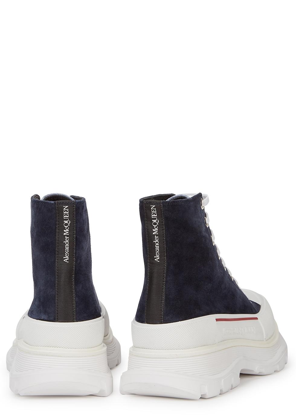 Alexander McQueen Navy And White Suede 