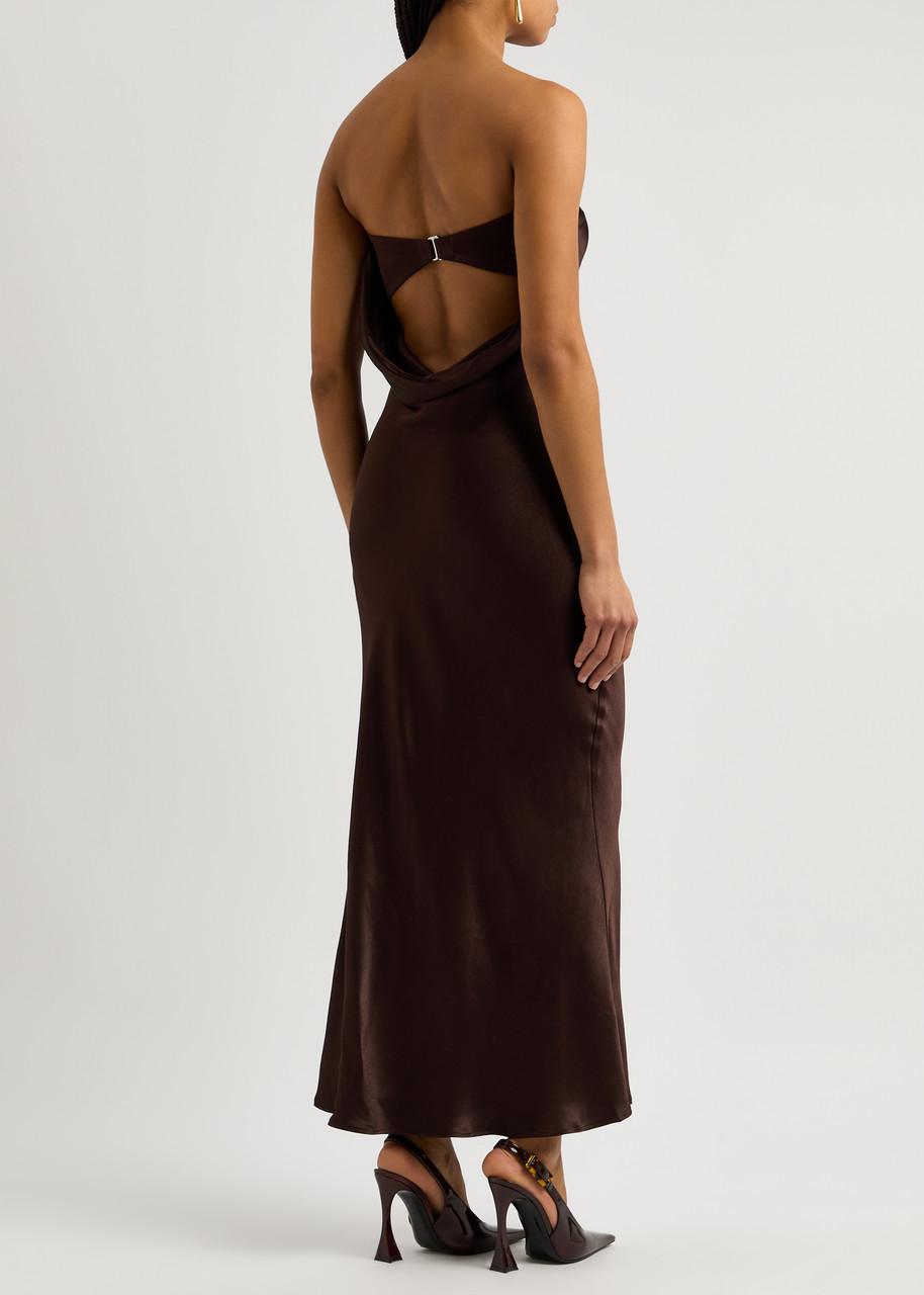 Bec & Bridge Moon Dance Strapless Satin Maxi Dress in Brown | Lyst UK