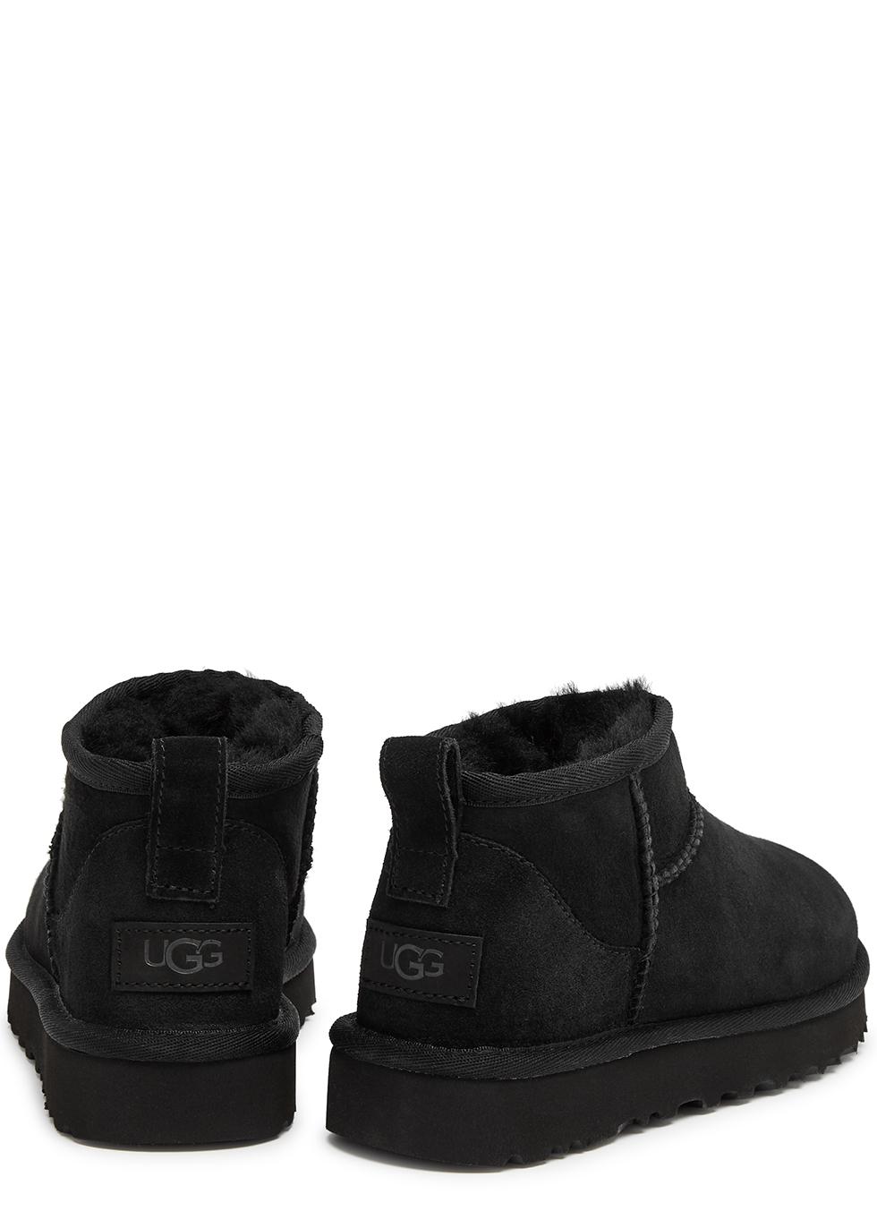 UGG Classic Ultra Mini Suede Ankle Boots in Black | Lyst