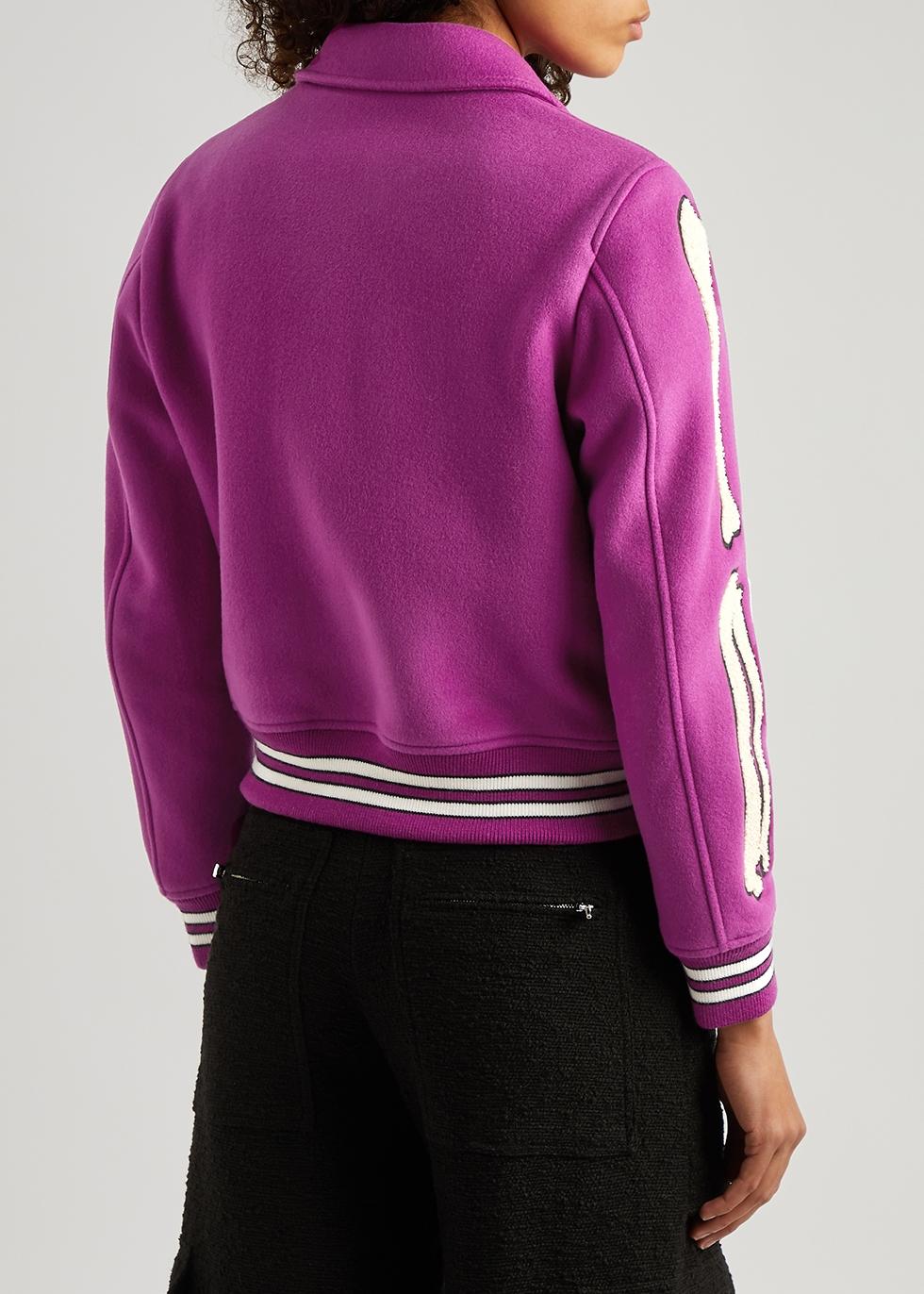 Amiri Bones Wool-blend Varsity Jacket in Purple | Lyst