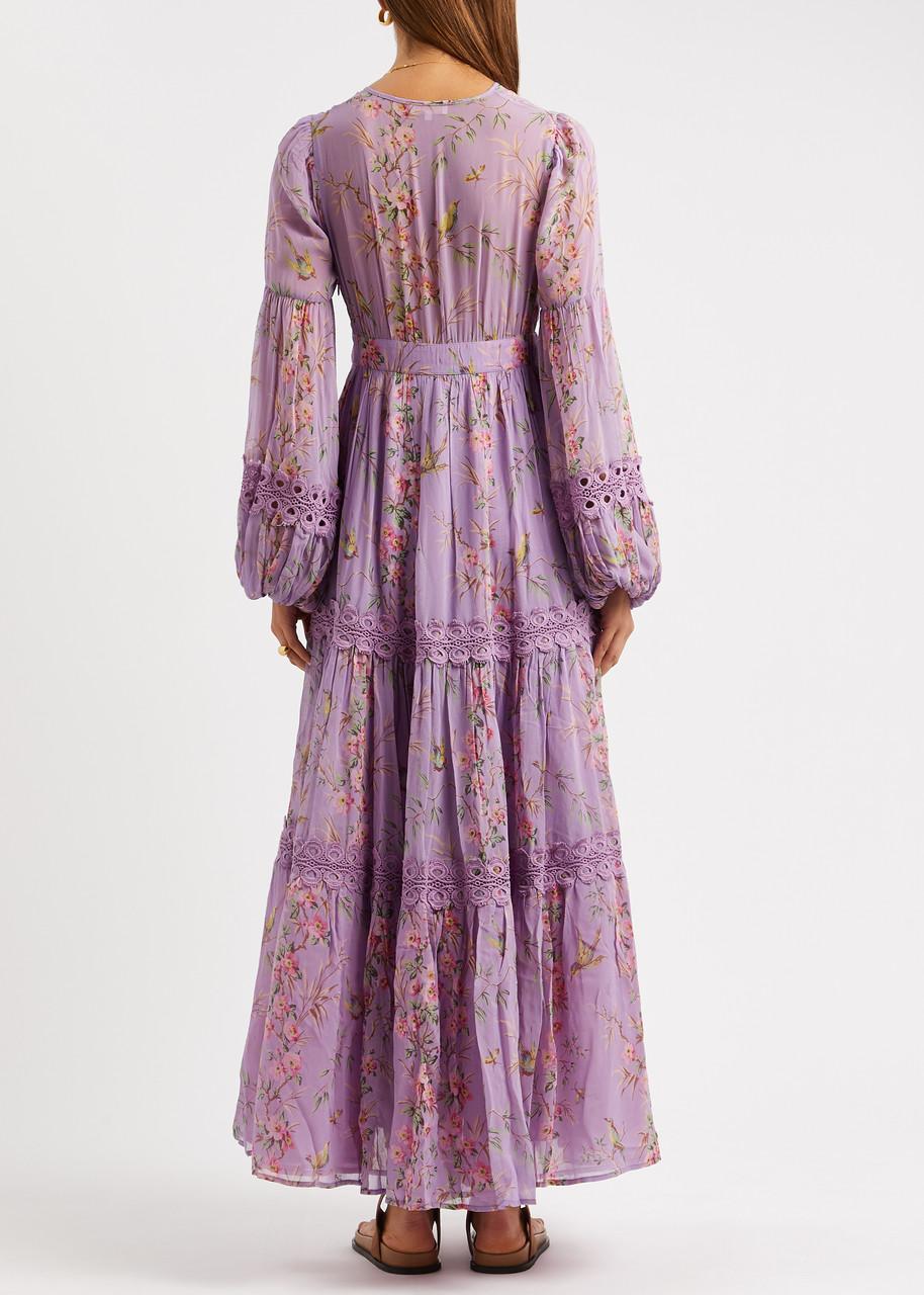 byTiMo Floral-print Tiered Georgette Maxi Dress in Purple Lyst