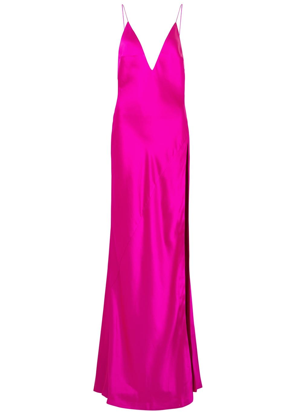 retroféte Paloma Satin Gown in Pink | Lyst UK