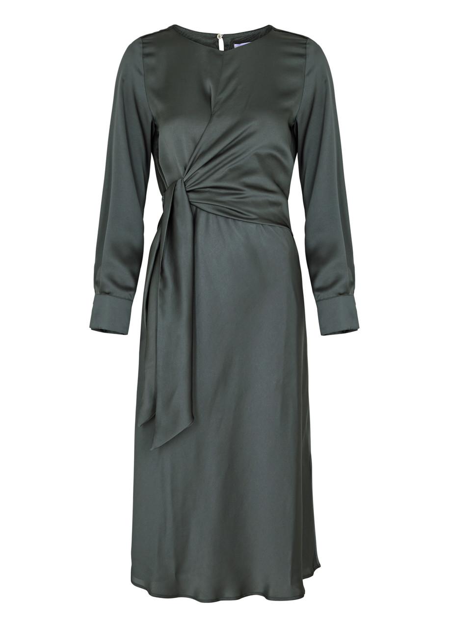 Marella Sion Wrap-effect Satin Midi Dress in Gray | Lyst