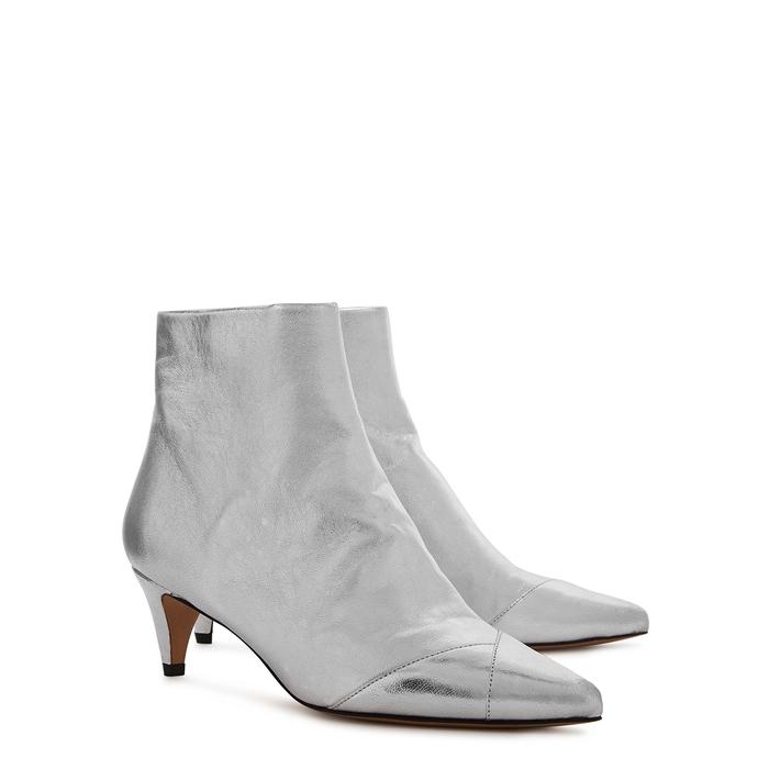 Isabel Marant Durfee 60 Silver Leather Ankle Boots in Metallic - Lyst
