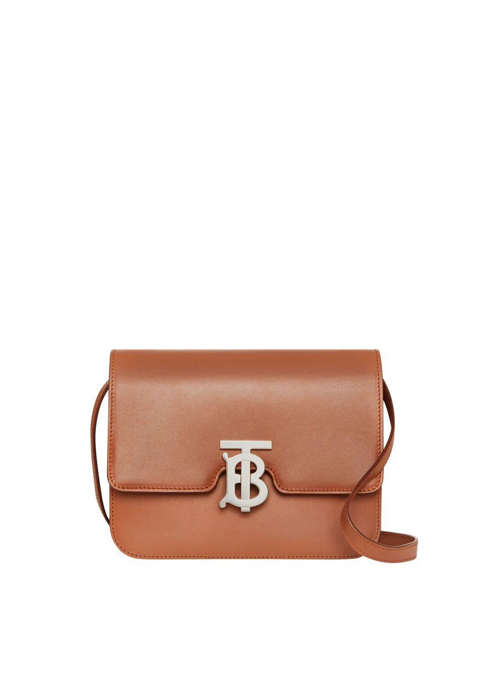Burberry Leather Tb Small Crossbody Bag Silver Hardware in Brown
