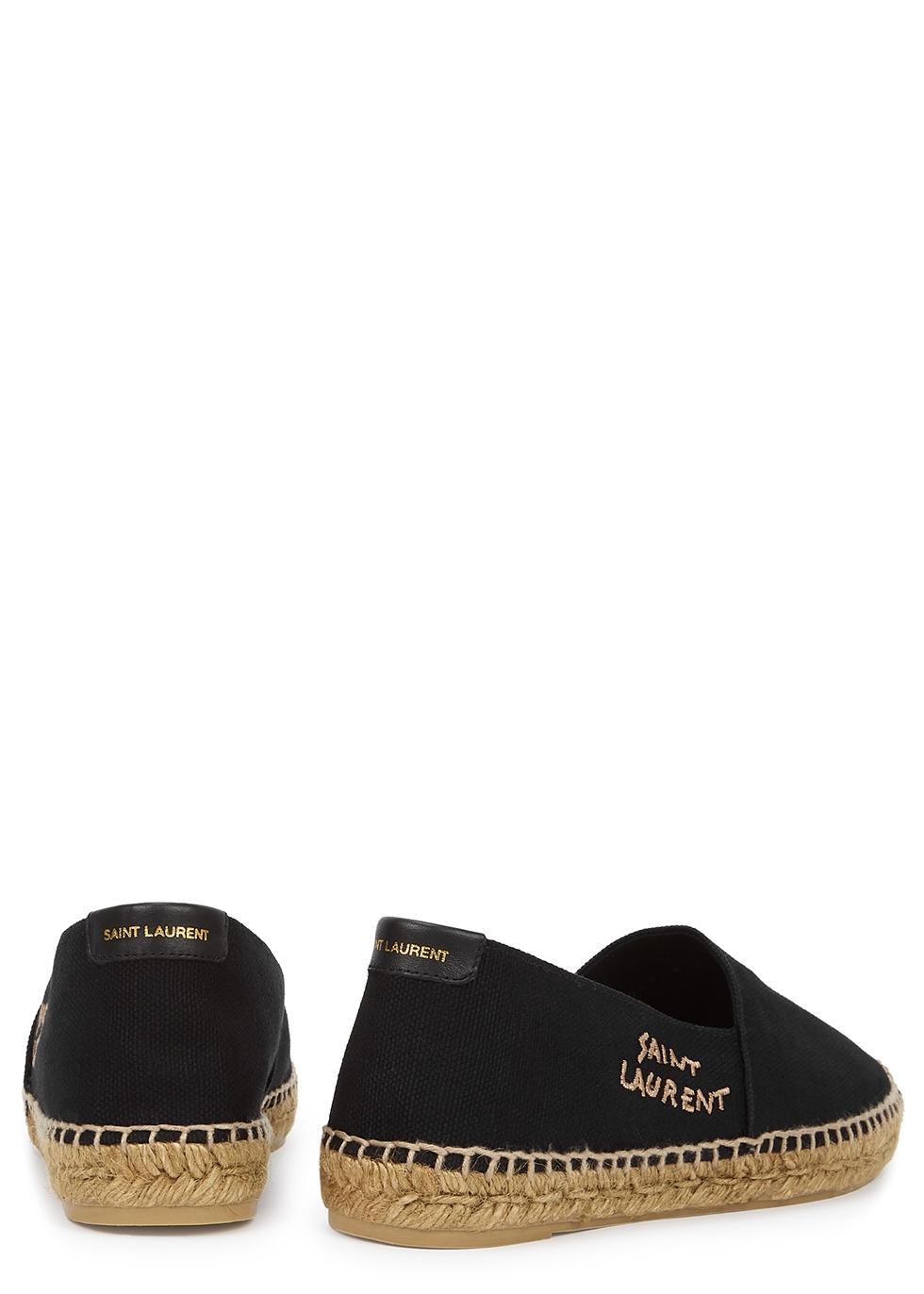 saint laurent logo embroidered canvas espadrilles