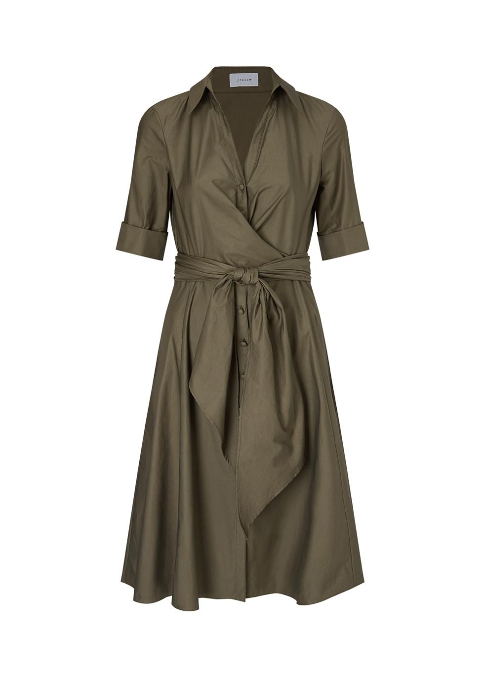 jigsaw lime leaf silk wrap dress