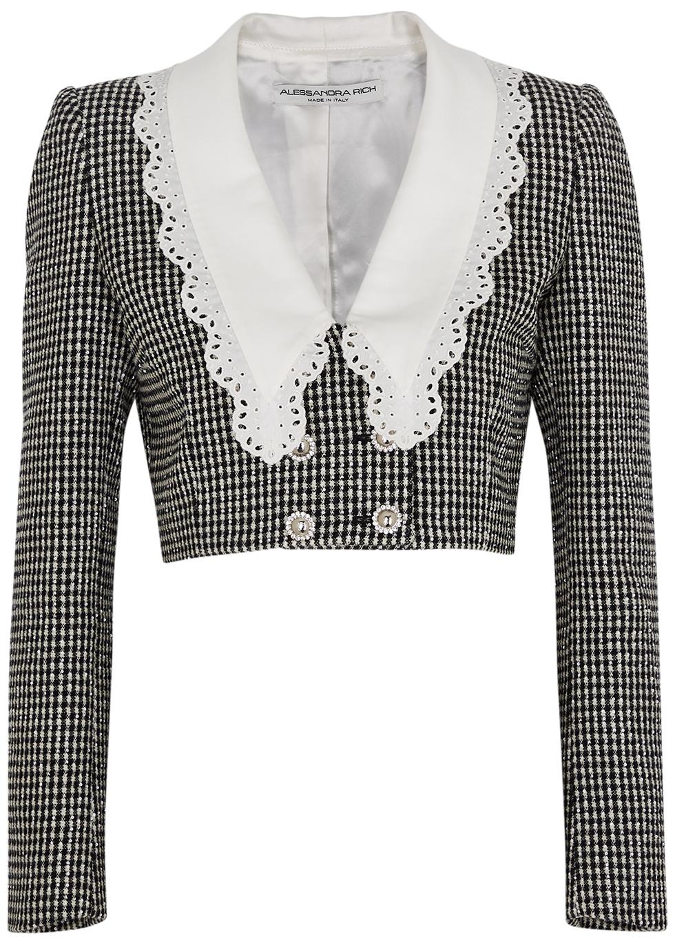 Alessandra Rich Sequin-embellished Cropped Tweed Jacket in Gray | Lyst