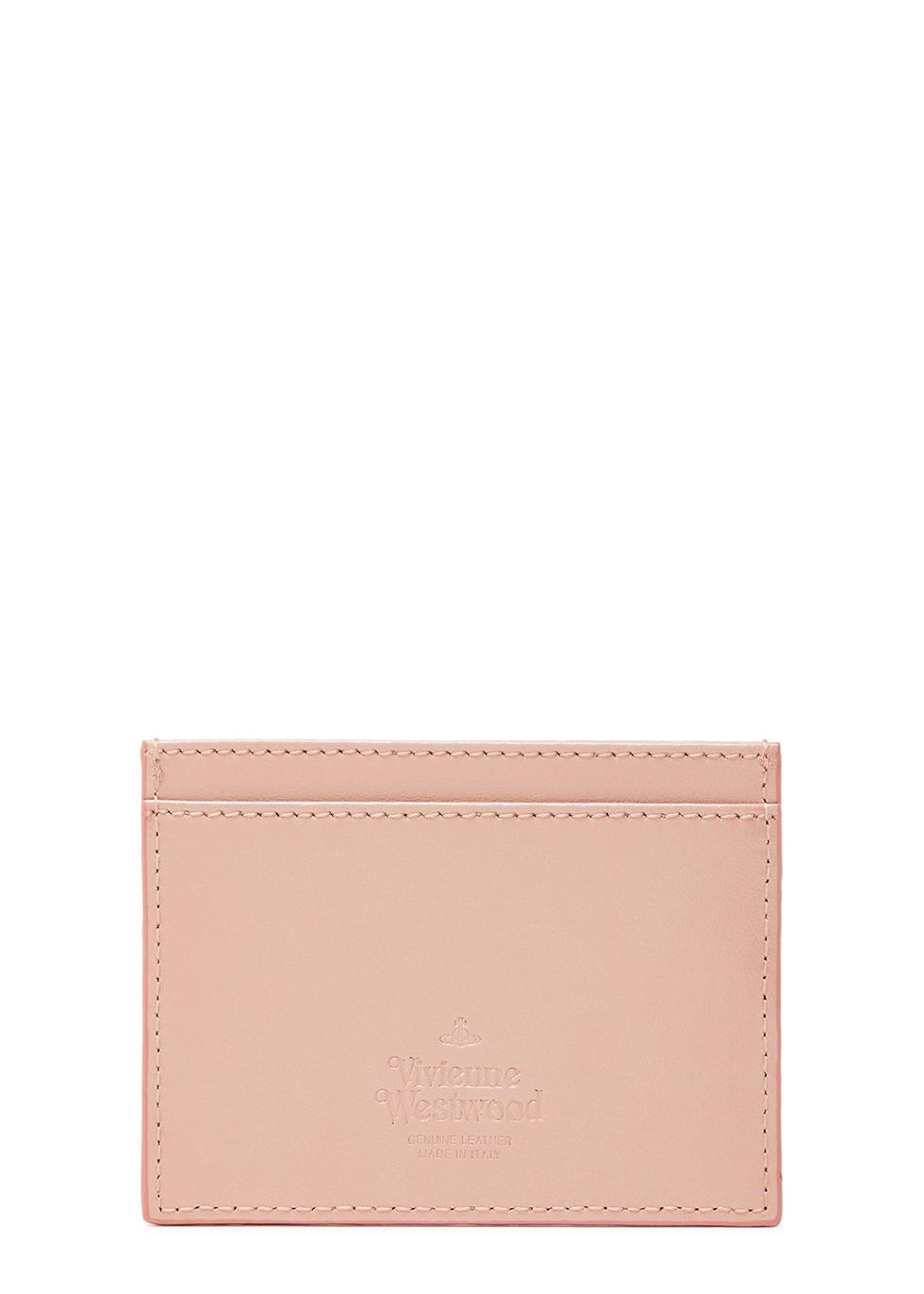 【VIVIENNE WESTWOOD】Orb Logo Leather Card Holder Pink Vivienne Westwood Pink Pearlised Card Holder Vivienne Westwood