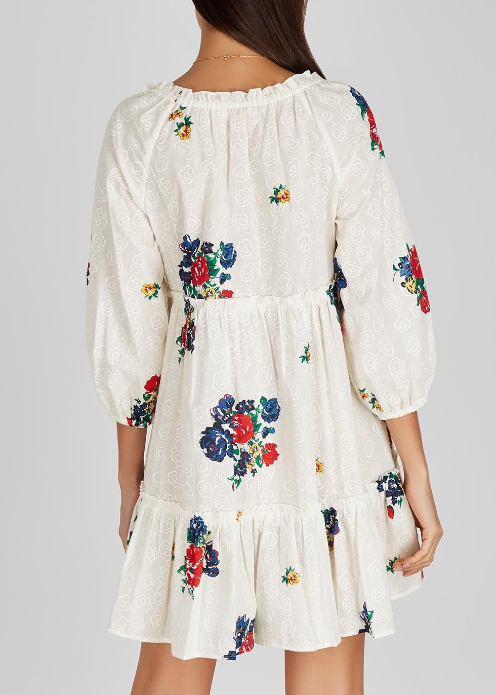Tory Burch Floralprint Embroidered Cotton Dress in White Lyst