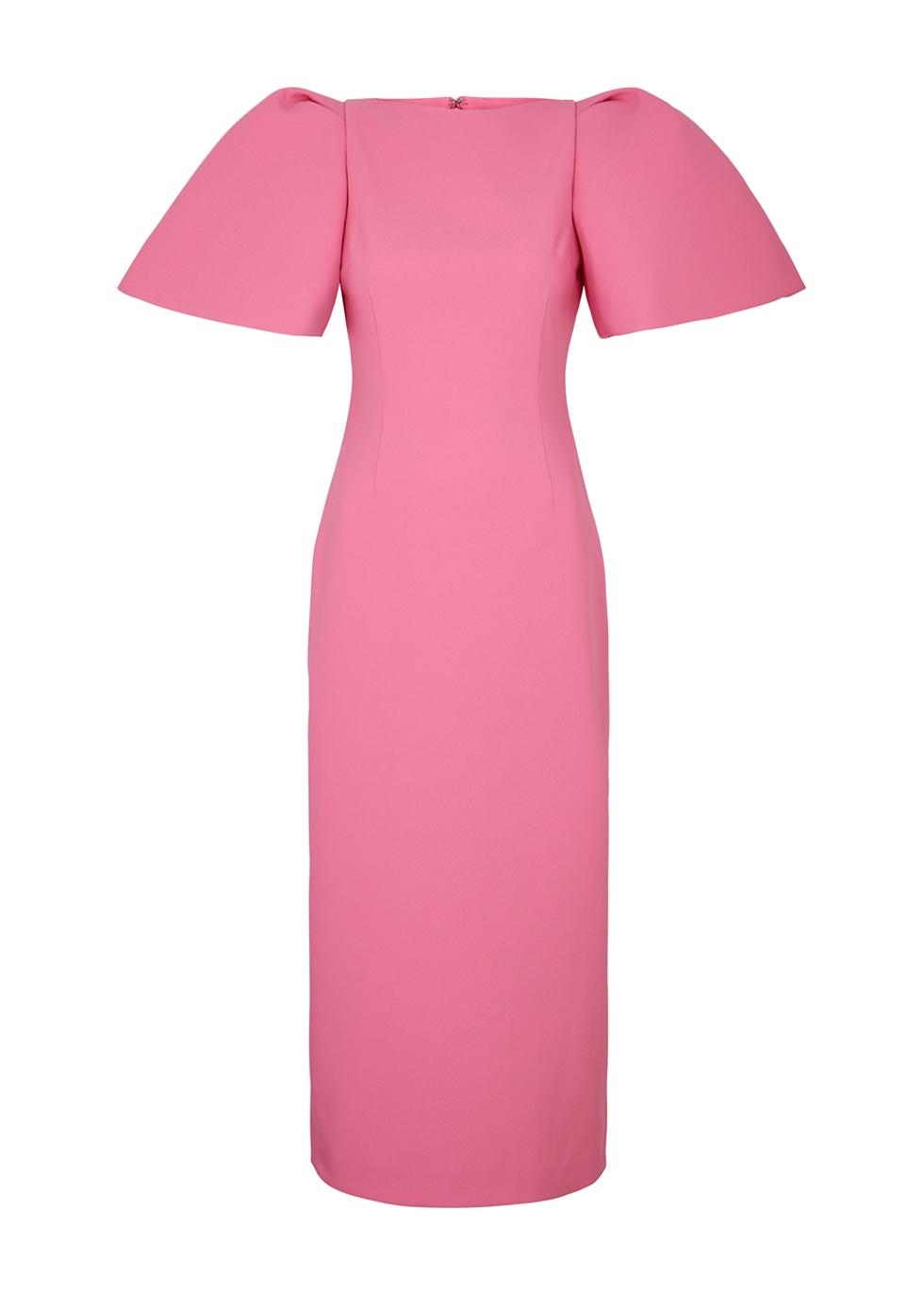 Solace London Loral Puff-sleeve Midi Dress in Pink | Lyst