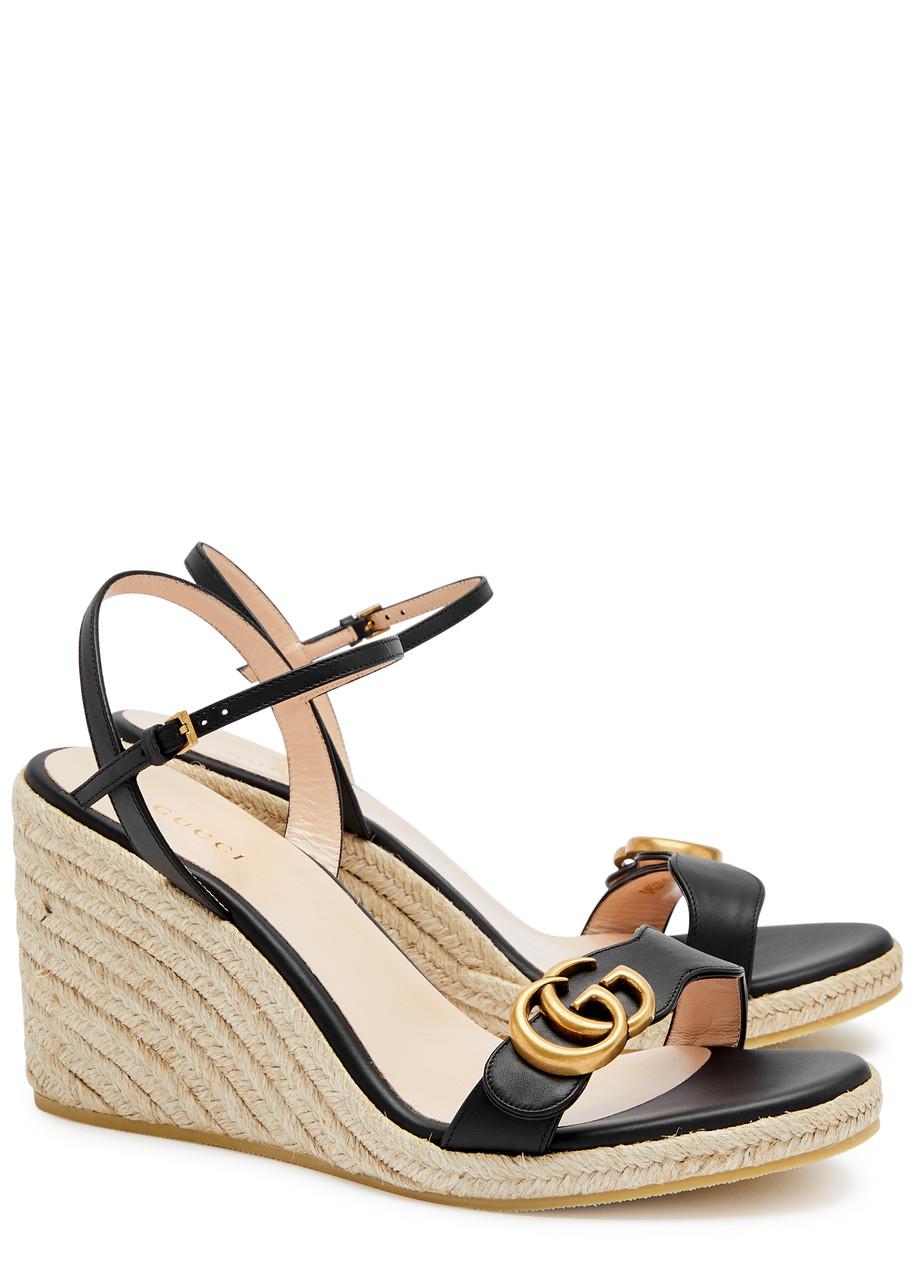 Gucci Aitana Leather Wedge Espadrilles in Natural | Lyst UK