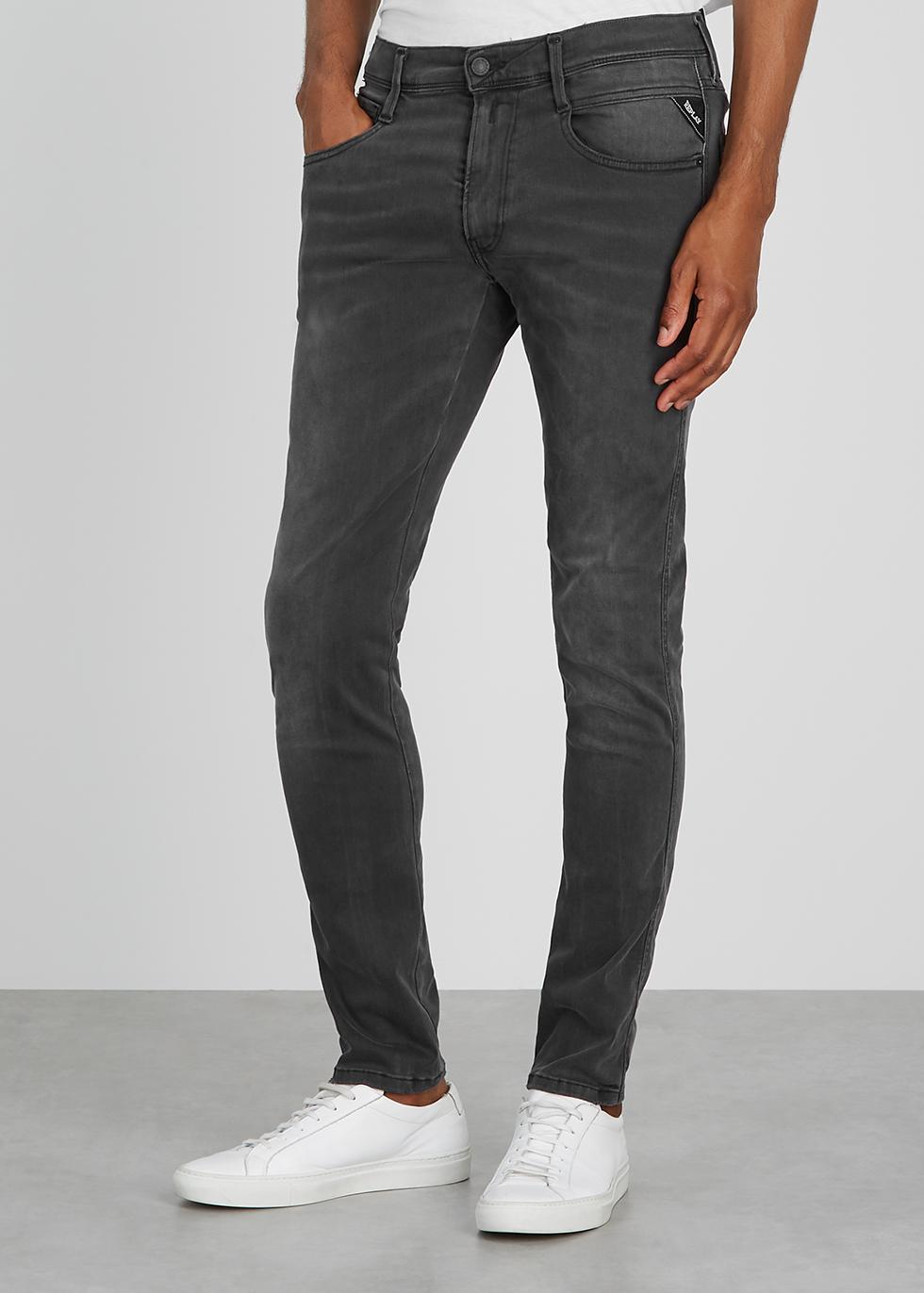 Replay Denim Anbass Hyperflex Grey Slim-leg Jeans in Gray for Men - Lyst