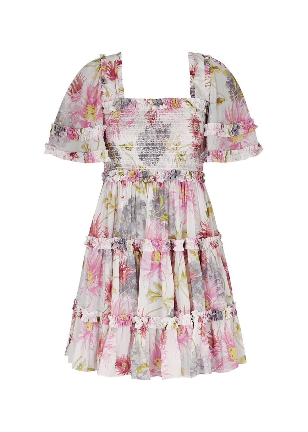 Needle & Thread Hummingbird Ruffled Chiffon Mini Dress in Pink Lyst