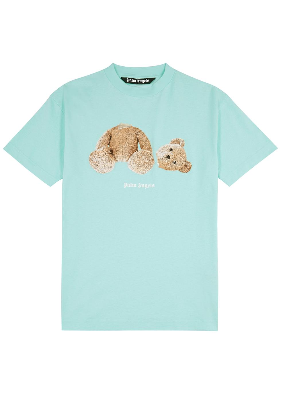 Palm Angels Bear-print Cotton T-shirt in Blue for Men | Lyst