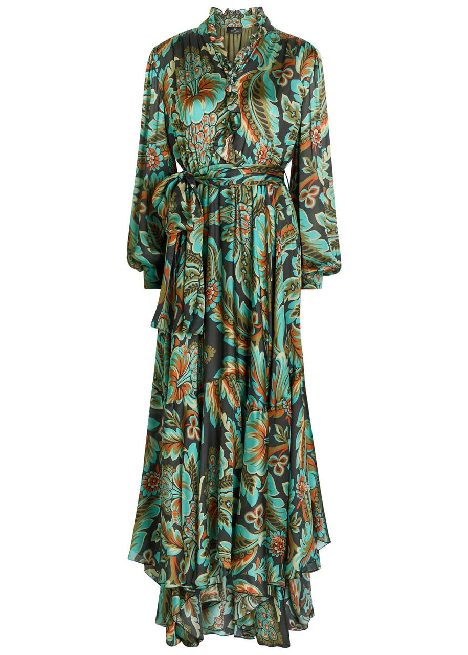 ワンピース Etro Flared Midi Dress With Multi-Coloured Print Etro Printed Silk Flared Midi Dress In Multicolour | ModeSens
