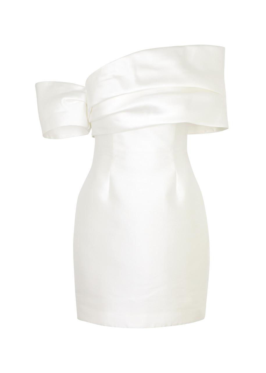 Solace London Edda Off-the-shoulder Satin Mini Dress in White | Lyst Solace London Edda Off-the-shoulder Satin Mini Dress in White | Lyst
