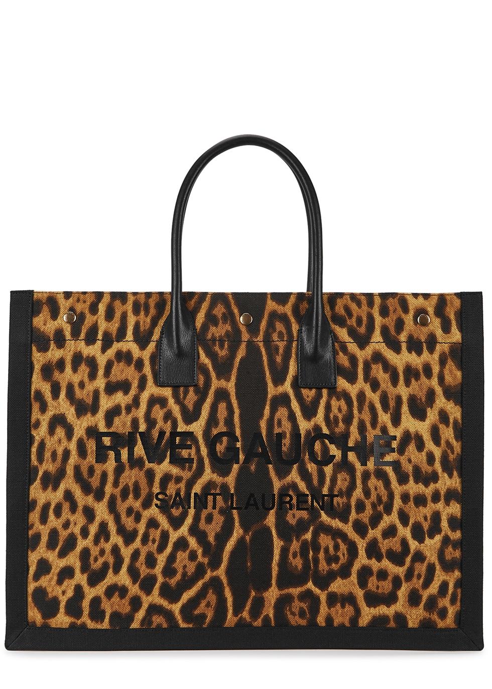 Saint Laurent leopard print canvas tote bag brand new