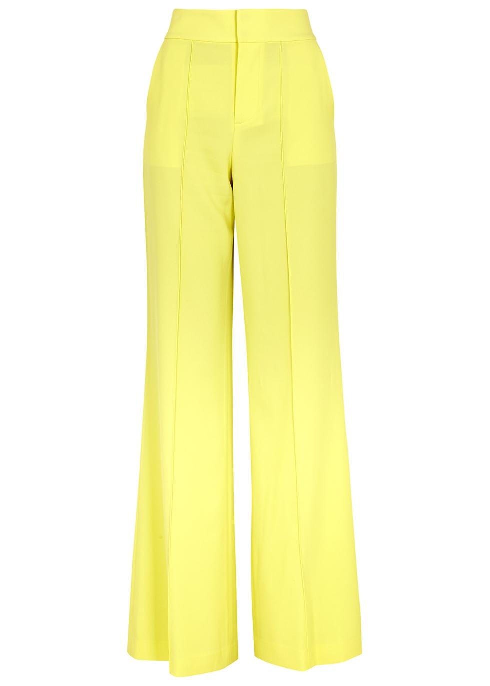 Alice + Olivia Synthetic Dylan Yellow Wide-leg Trousers - Lyst