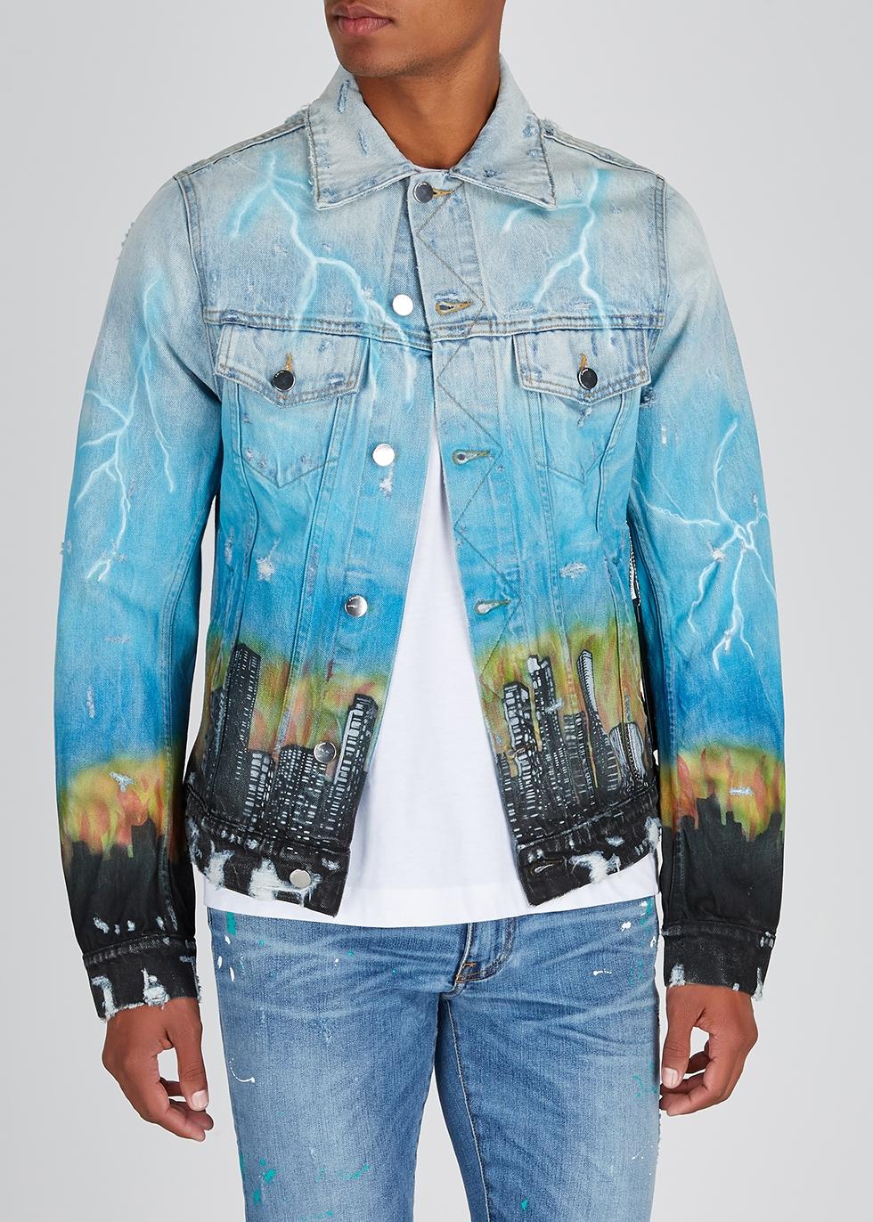 Amiri City Dragon Denim Jacket in Blue 