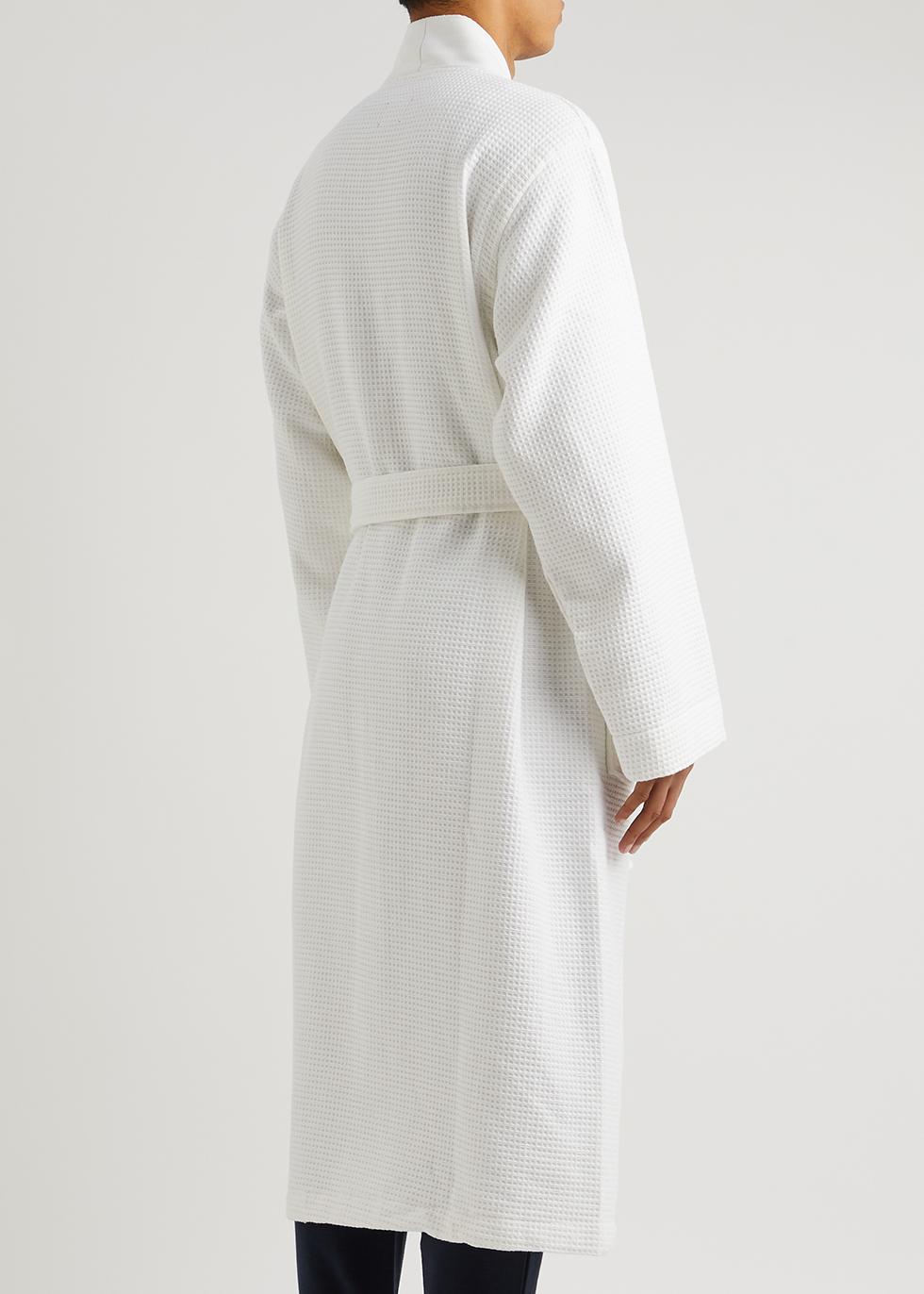 BOSS by HUGO BOSS Waffle-knit Cotton-blend Robe in White for Men | Lyst