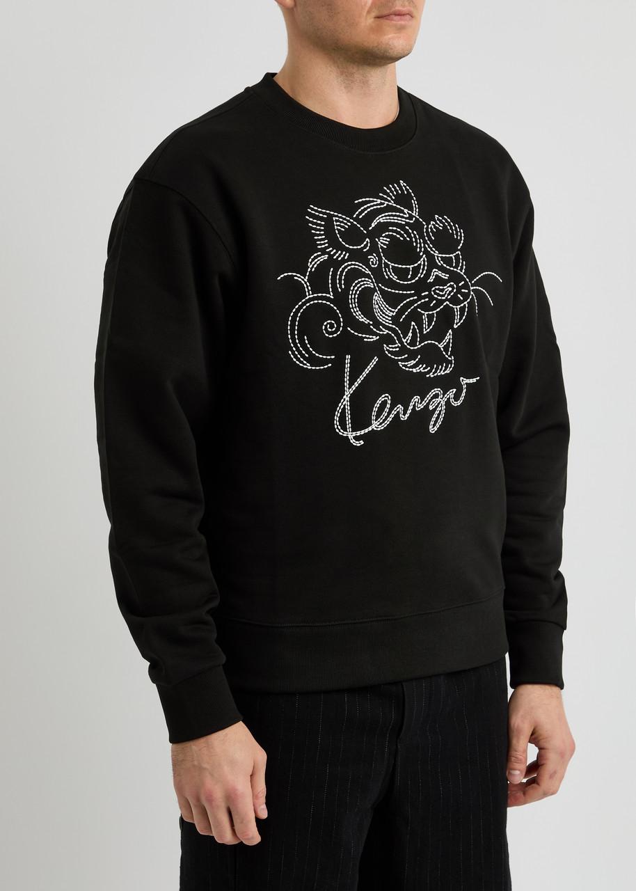 KENZO Star Tiger Embroidered Cotton Sweatshirt in Black for Men Lyst UK