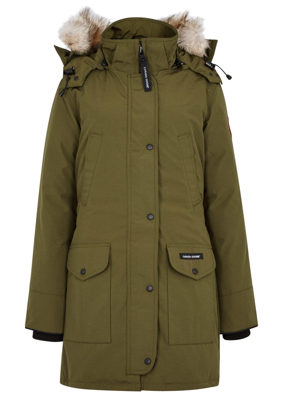 Canada Goose Cotton Trillium Olive Furtrimmed Parka in Khaki (Green