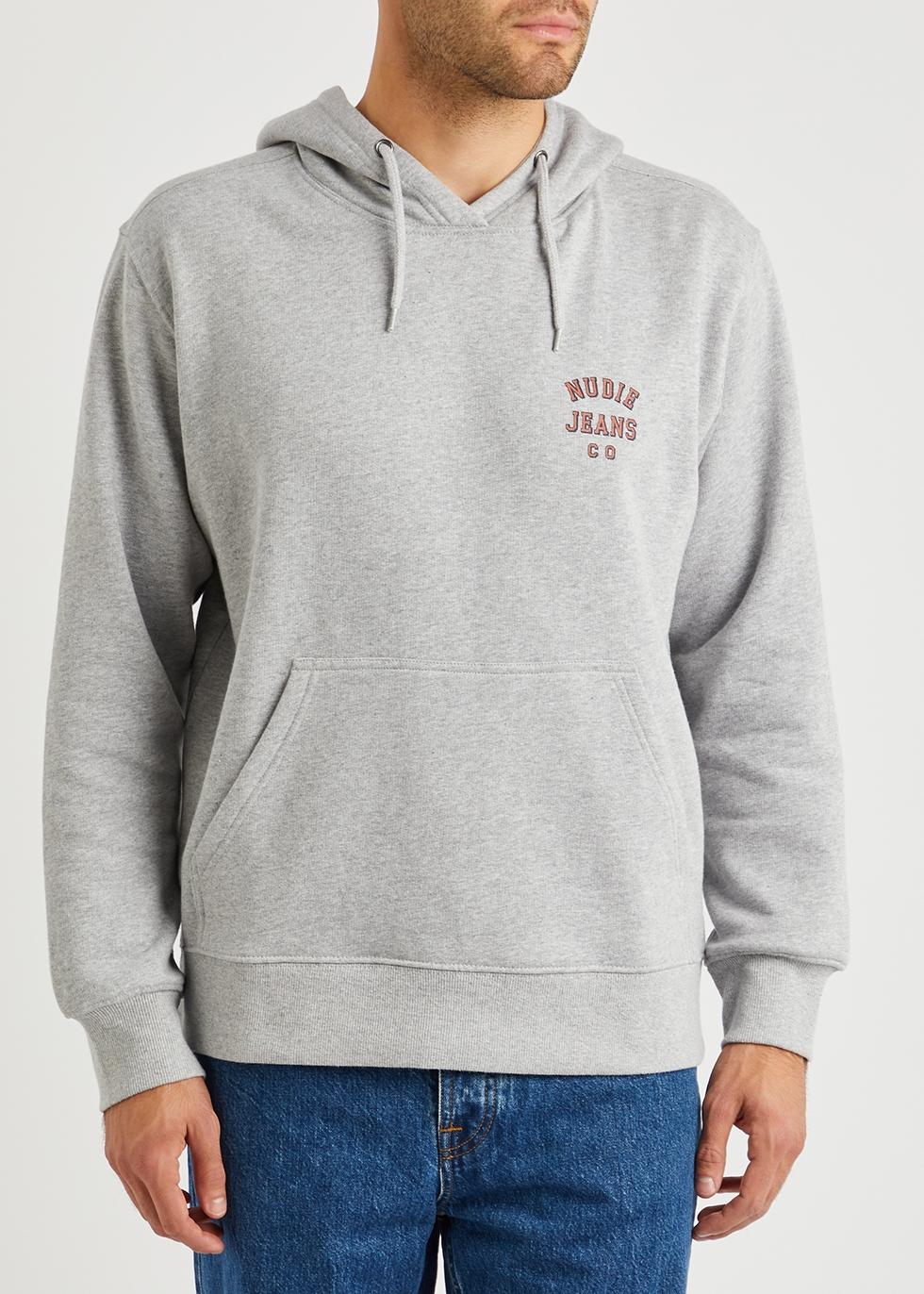 Nudie Jeans Franke Hooded Cotton Sweatshirt in Gray for Men | Lyst