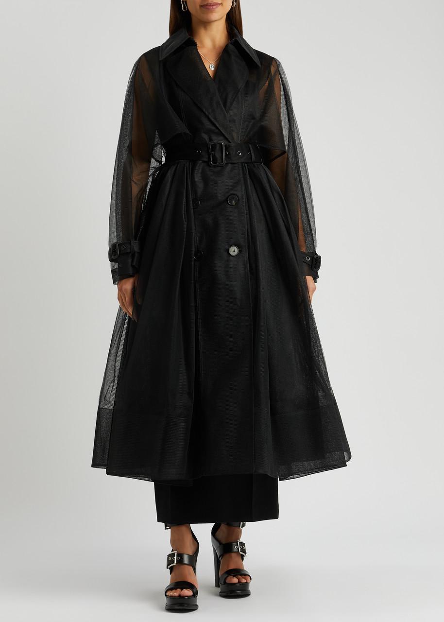 Alexander McQueen Double breasted Mesh Trench Coat in Black Lyst