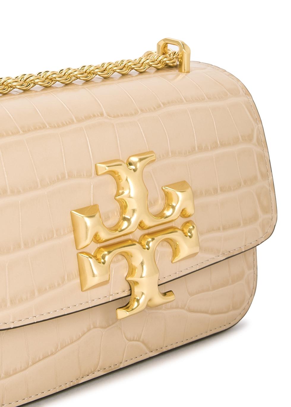 Tory Burch Eleanor Small Crocodile-effect Leather Shoulder Bag in Natural |  Lyst