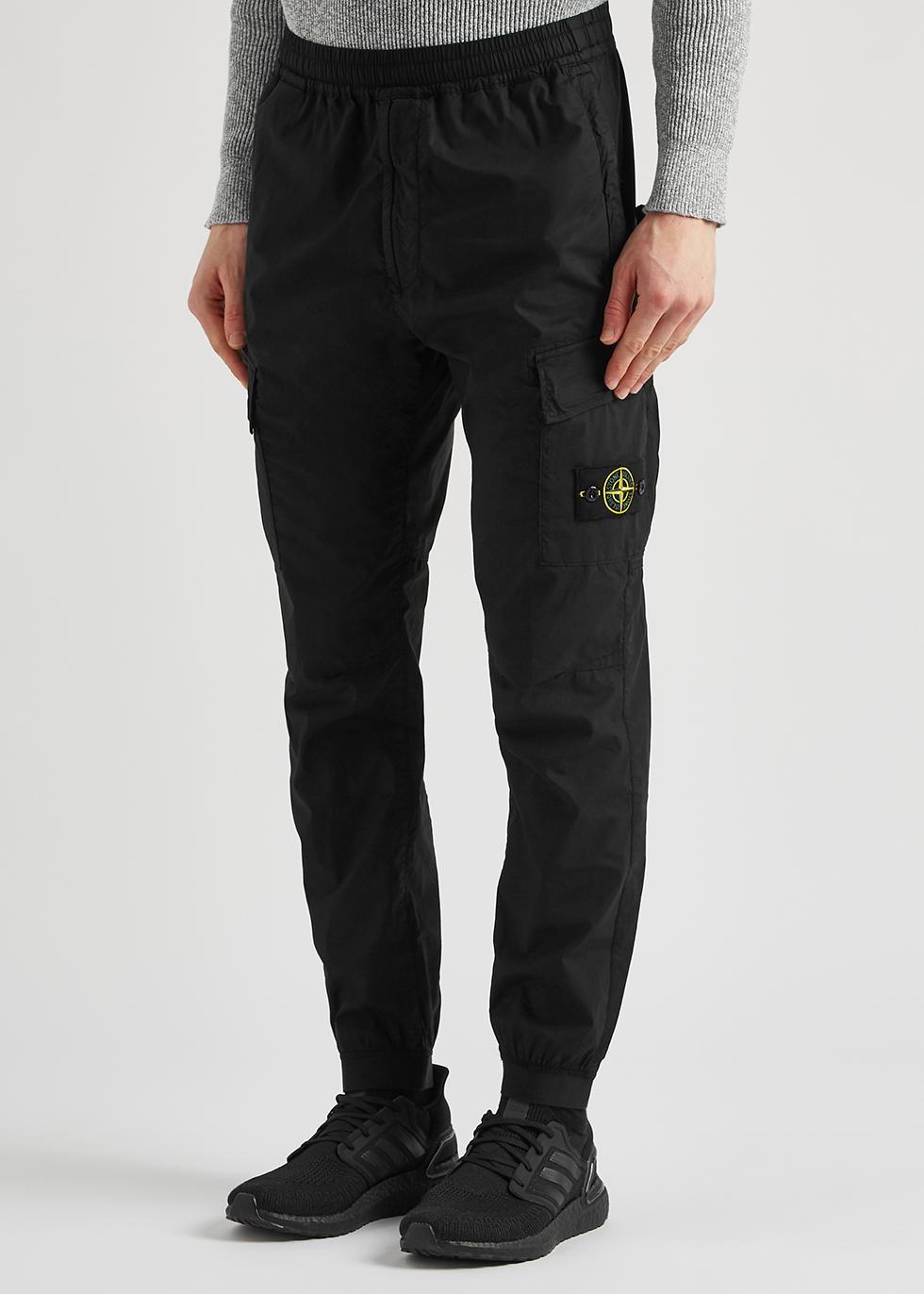 Stone Island Stretch-cotton Cargo Trousers in Black for Men - Lyst