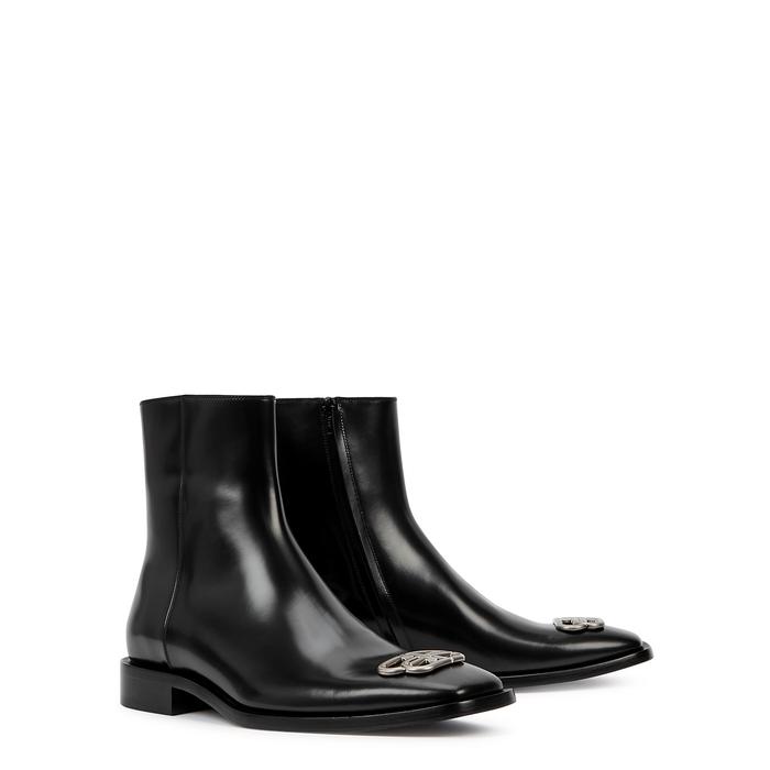 Balenciaga Rim Bb Black Leather Ankle Boots for Men | Lyst
