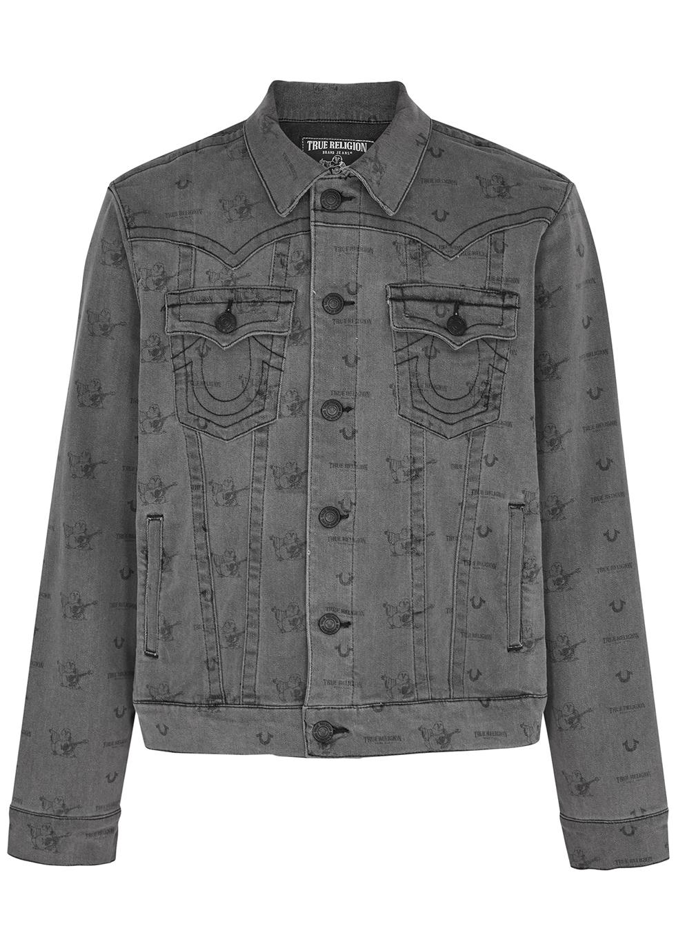 True Religion Jimmy Logoprint Denim Jacket in Gray for Men Lyst