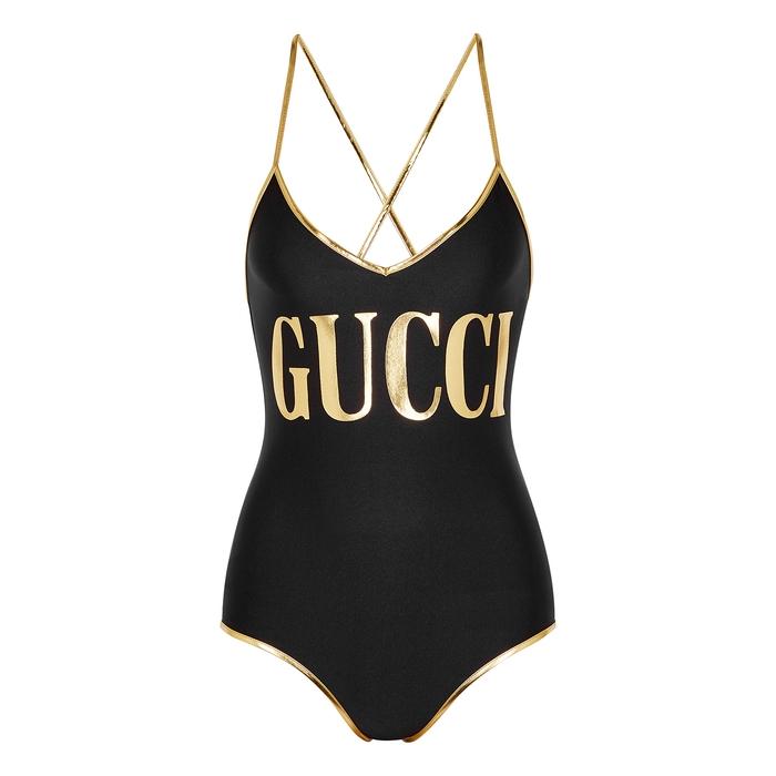 Gucci Synthetic Branded Swimsuit in Black - Save 18% - Lyst
