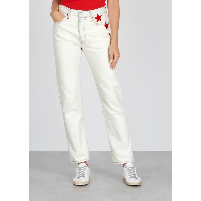 levi white straight leg jeans
