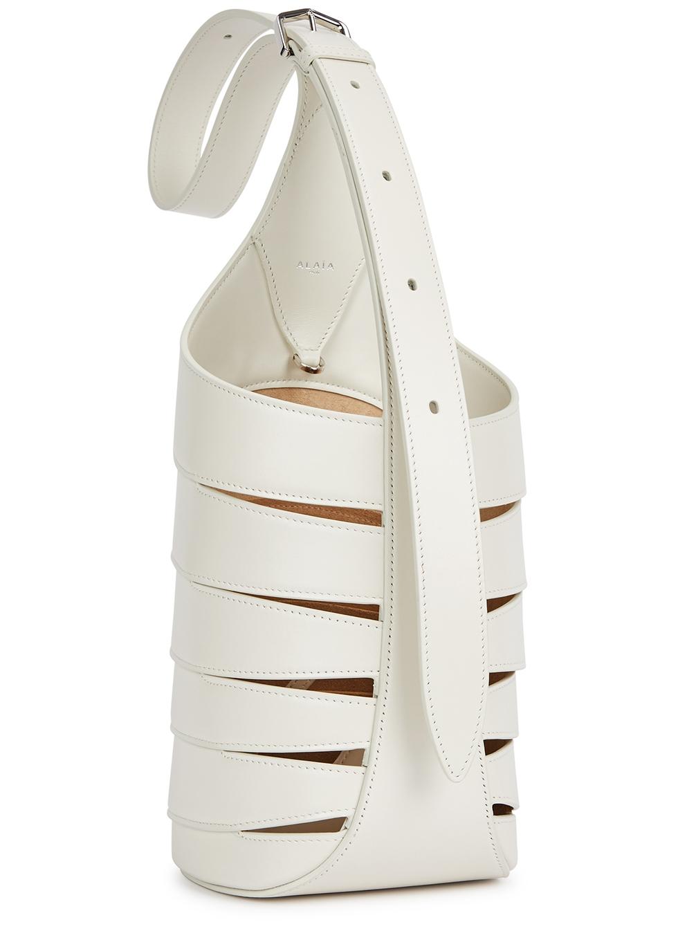 Alaïa Babel Small Lasercut Leather Shoulder Bag in White Lyst