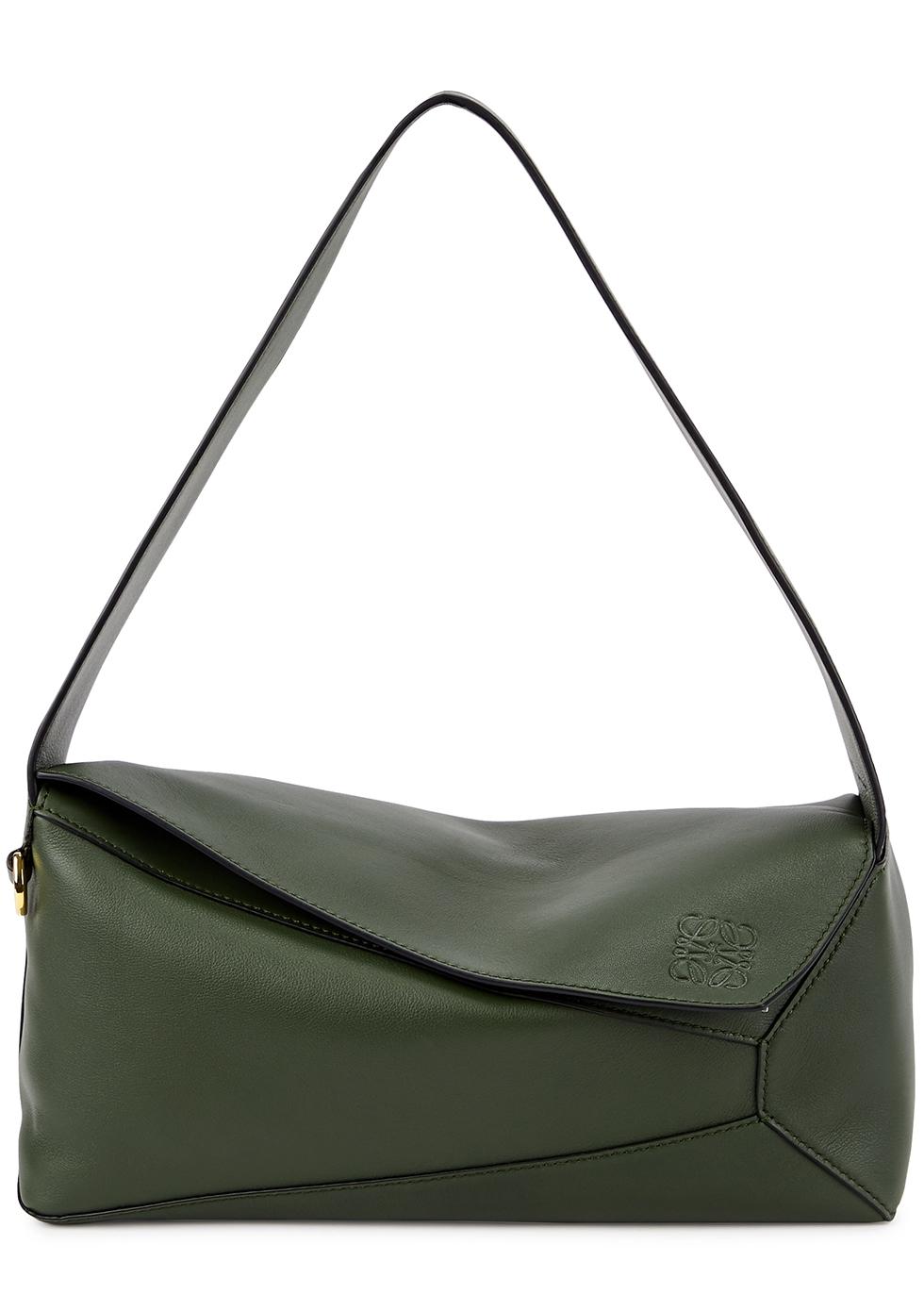 Loewe Puzzle Leather Hobo Bag in Green | Lyst