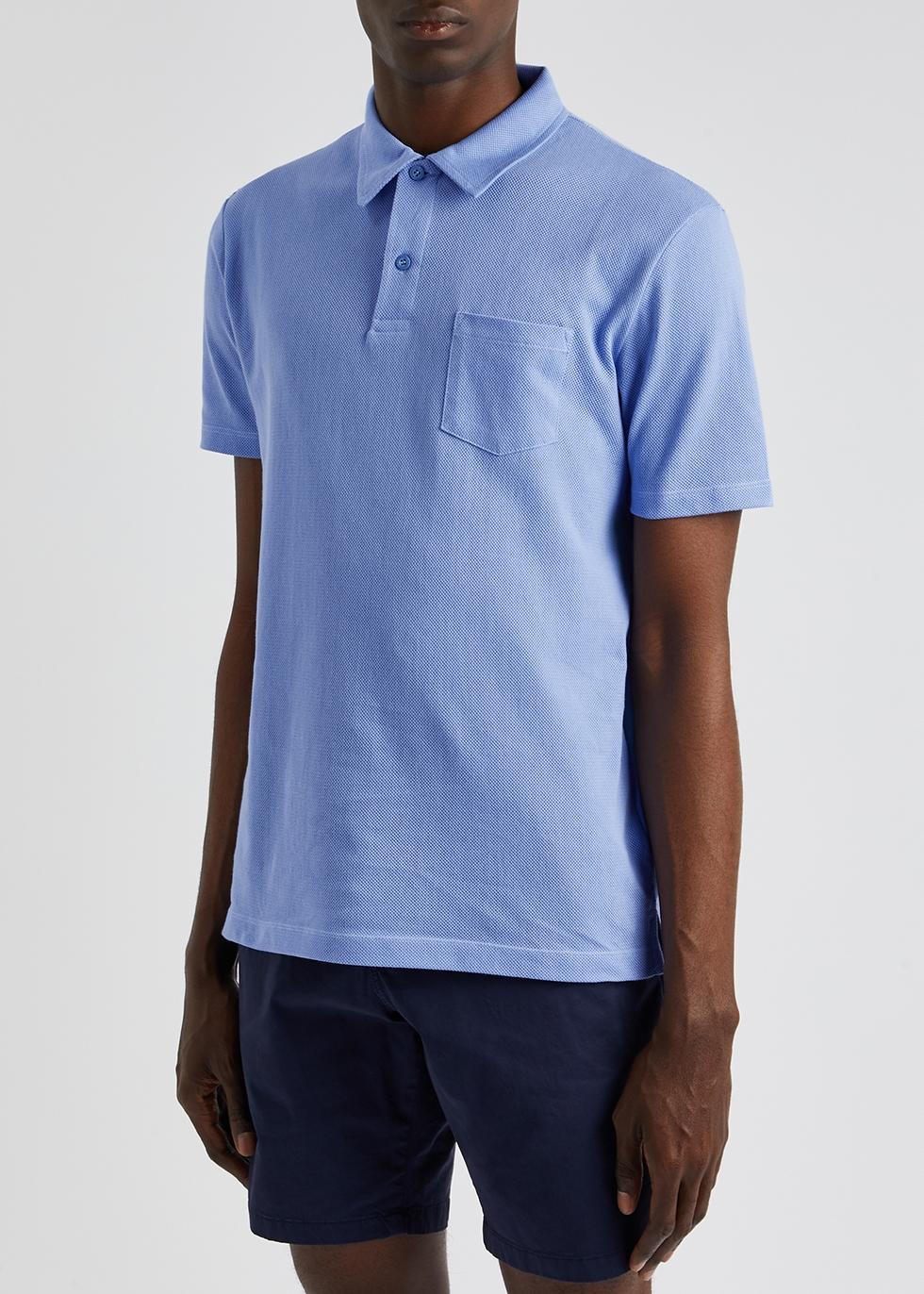 Sunspel Riviera Cotton-mesh Polo Shirt in Blue for Men | Lyst