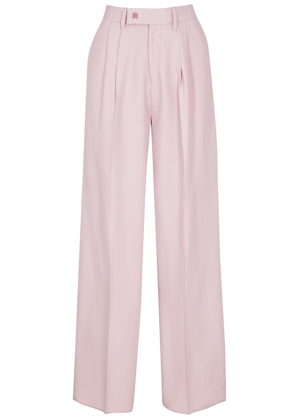 Amiri Wide-leg Twill Trousers in Pink | Lyst