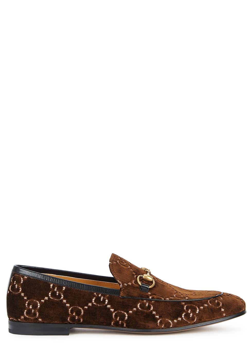 Gucci Jordan Logo-embroidered Velvet Loafers in Dark Brown (Brown) for Men  - Lyst