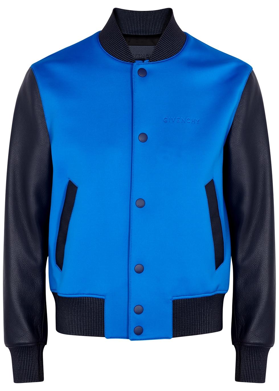 Givenchy Blue Neoprene And Leather Bomber Jacket for Men - Lyst