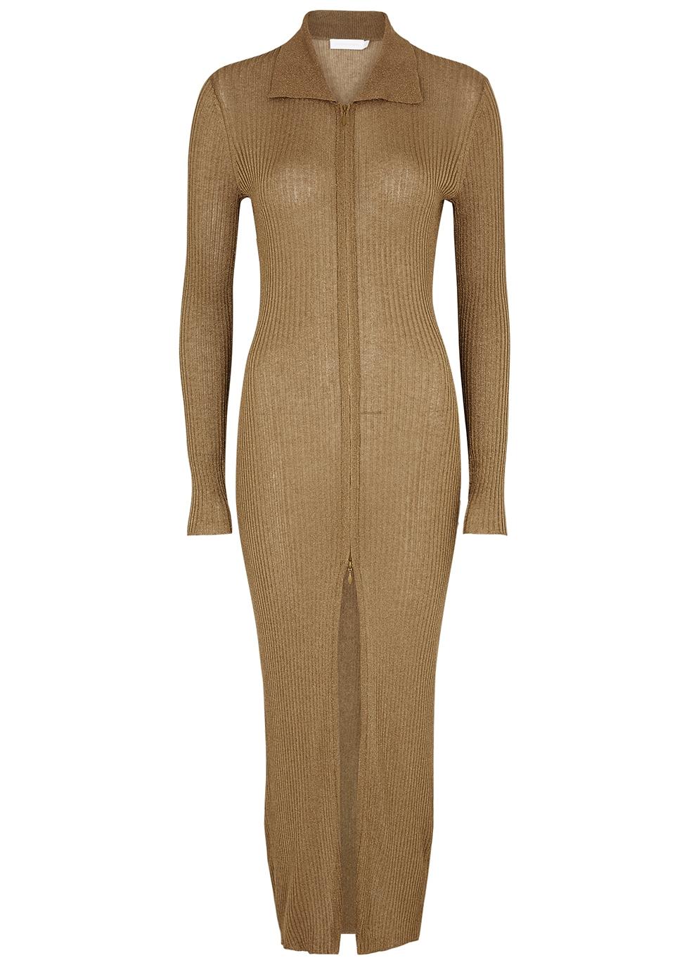 Jonathan Simkhai Maisel Metallic Ribbed Cardigan in Natural | Lyst