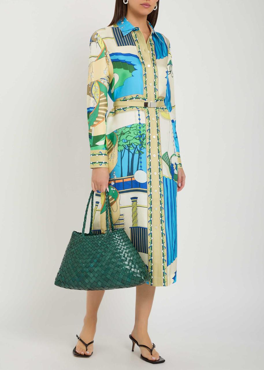 tory burch silk midi dress Tory Burch Women's Printed Silk Dress in Blue Roses, size 4