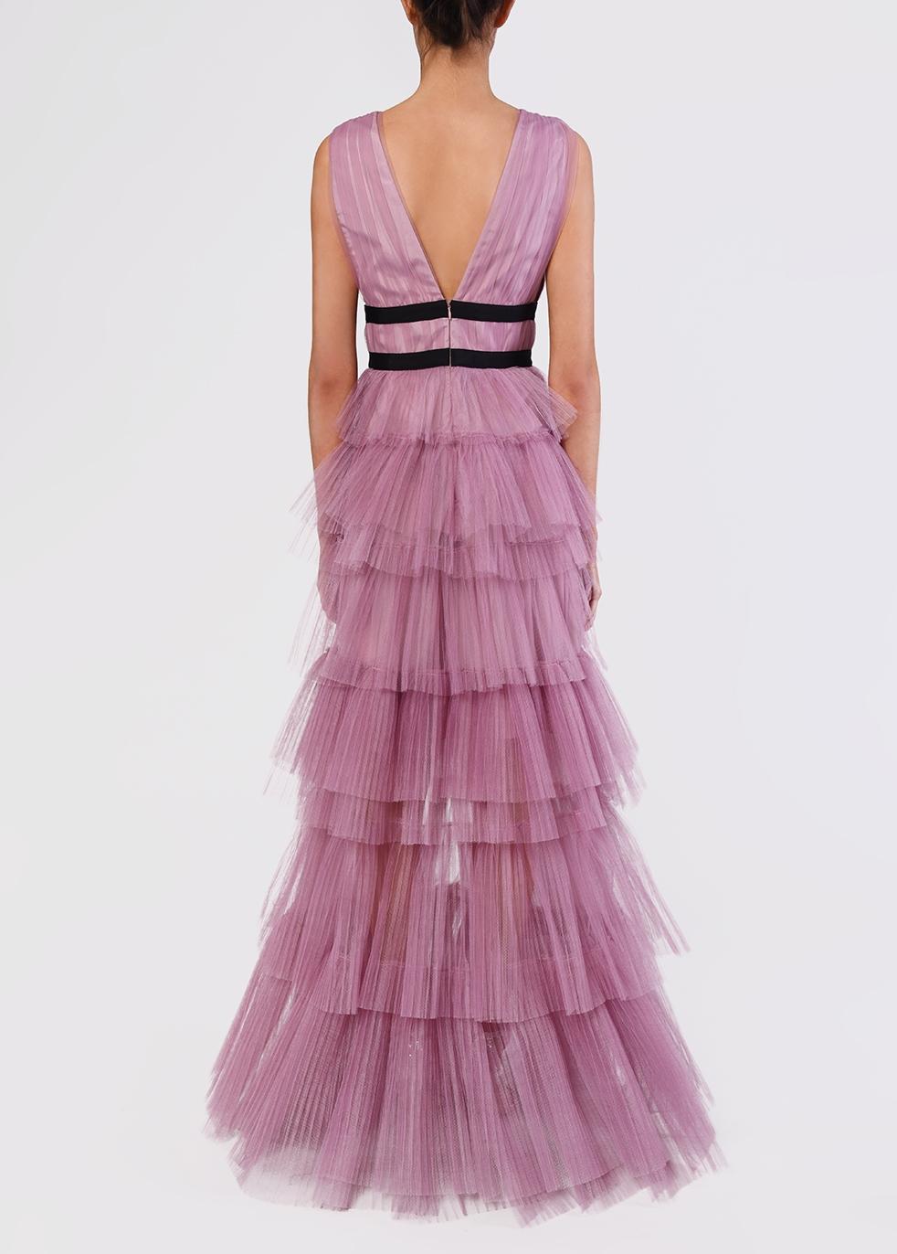 True Decadence Dark Pink Plunge Front Tulle Layered Maxi Dress | Lyst UK