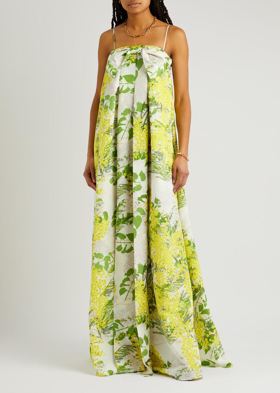 BERNADETTE Estelle Floral-print Satin Gown in Yellow | Lyst