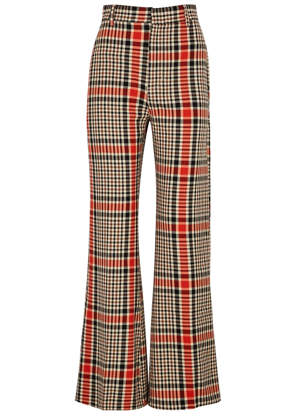 Free People Jules Plaid Flared Trousers | Lyst