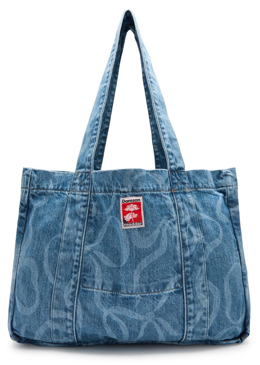 トートバッグ Damson Madder Denim Tote Bag denim tote bag- laser check – Damson Madder