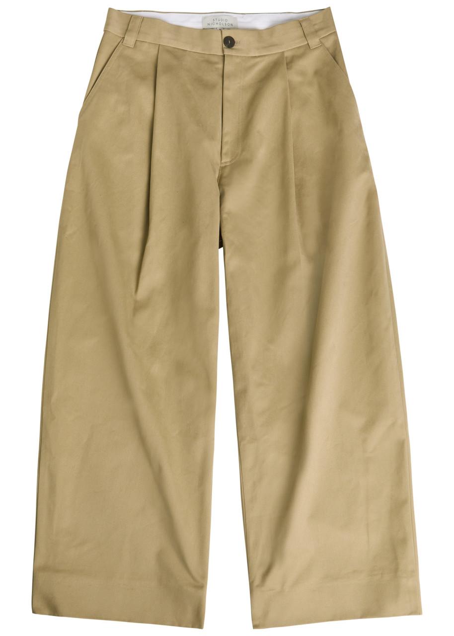 Studio Nicholson Peached Pleated Wide-Leg Cotton-Twill Trousers in