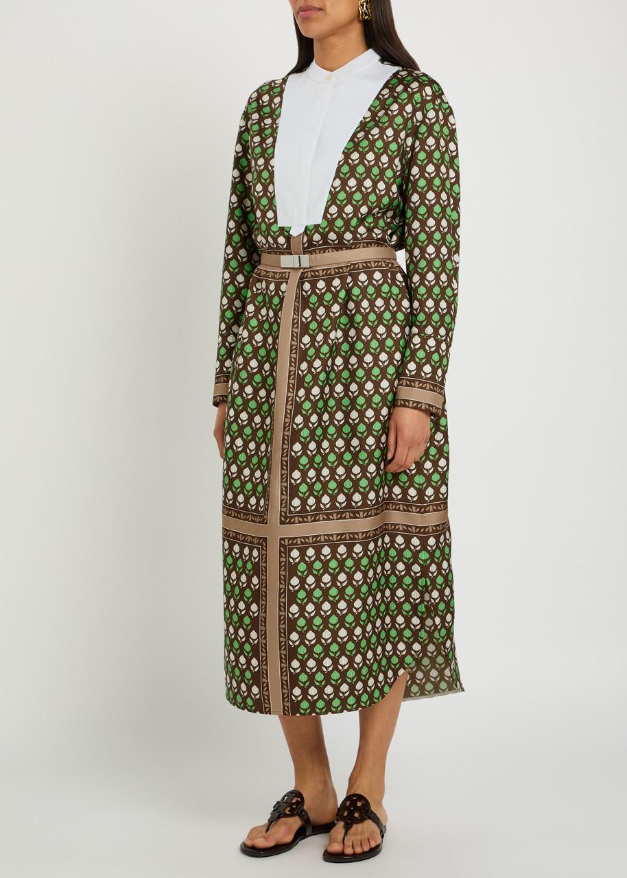 green emerald velvet dress Veronica Beard Ember Silk-Blend Maxi Dress | Blue Coast Multi